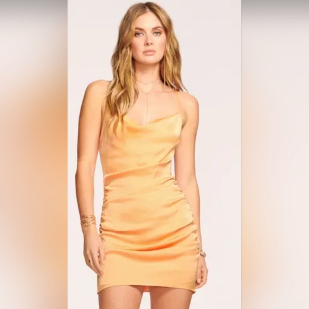 NWT Ramy Brook Kiki Ruched Satin Mini Dress Sz 12 $385